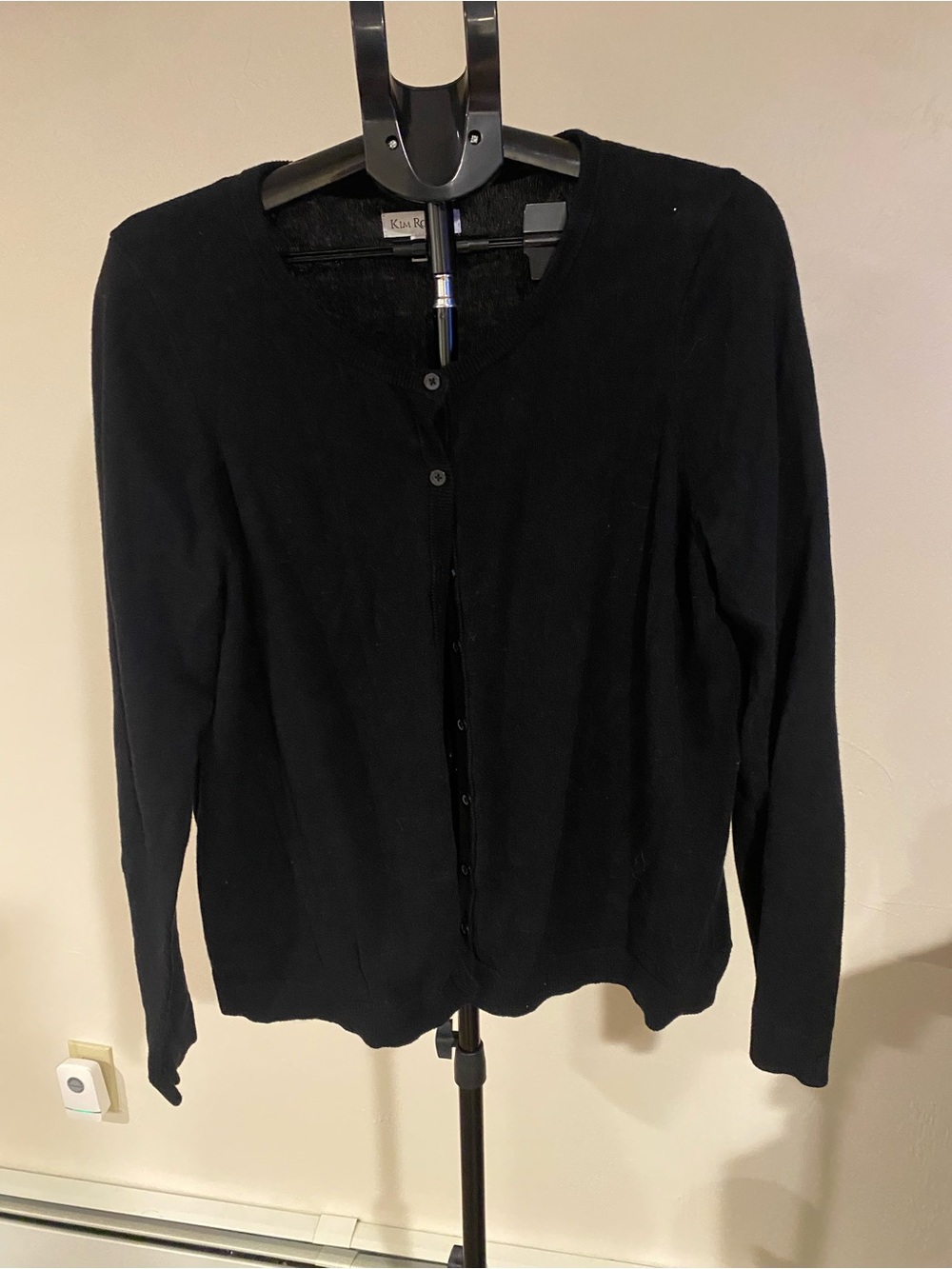 Kim Rogers Black V-Neck Button-Front Cardigan